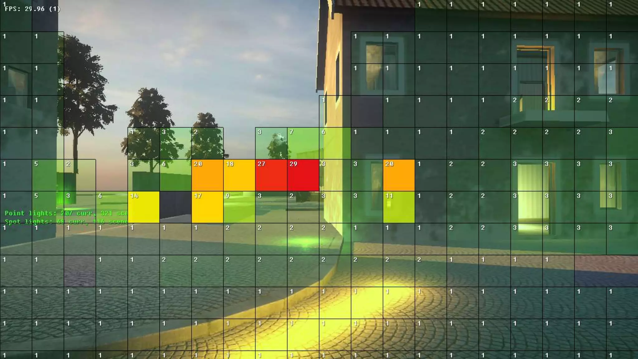 Lights per 64x64 pixel tile