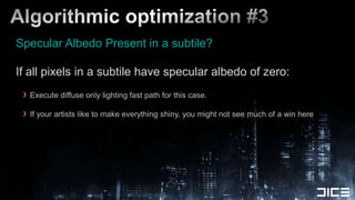 Algorithmic optimization #3<br />Specular Albedo Present in a subtile?<br />If all pixels in a subtile have specular albed...