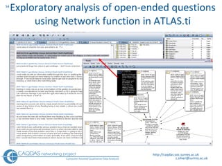 Exploratory analysis of open-ended questions using Network function in ATLAS.ti http://caqdas.soc.surrey.ac.uk 