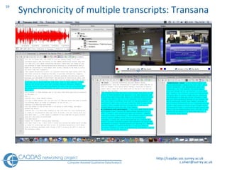 Synchronicity of multiple transcripts: Transana http://caqdas.soc.surrey.ac.uk 