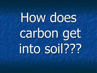 How does
carbon get
into soil???
 