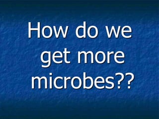 How do we
get more
microbes??
 