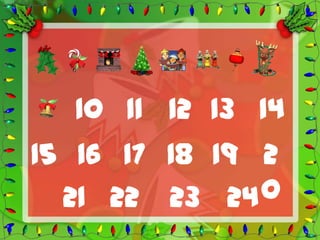 10 11 12 13 14
15 16 17 18 19 2
  21 22 23 24  0
 