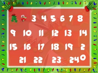 3 4 5 6 7 8
9 10 11 12 13 14
15 16 17 18 19 2
  21 22 23 24  0
 