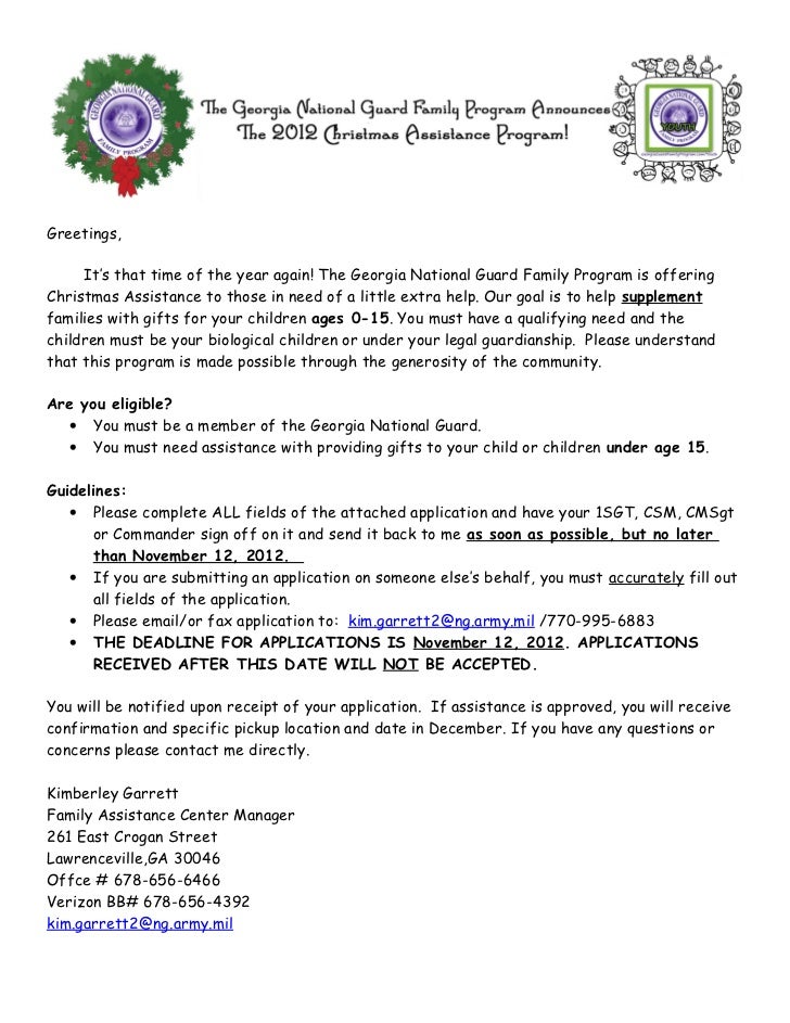 2012 Christmas Assistance Program