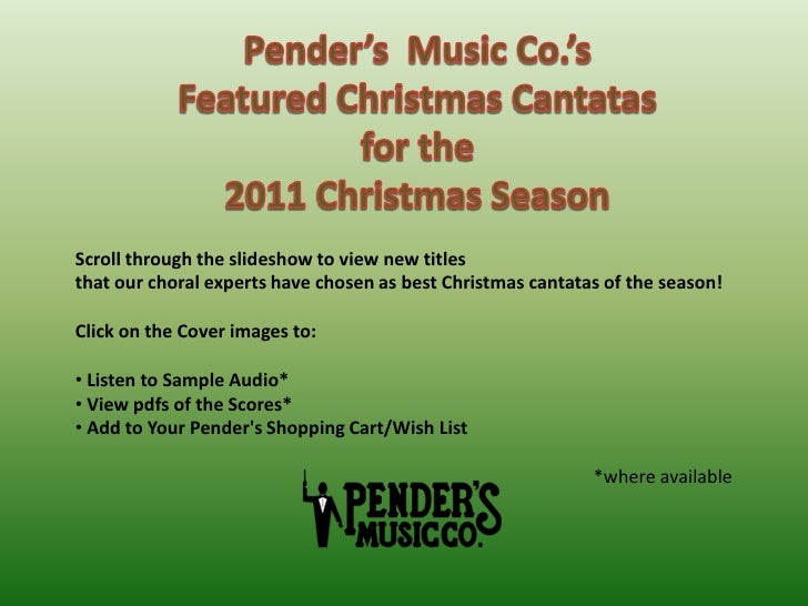 penders picks choral christmas cantatas 2011 sheet music penders sheet music