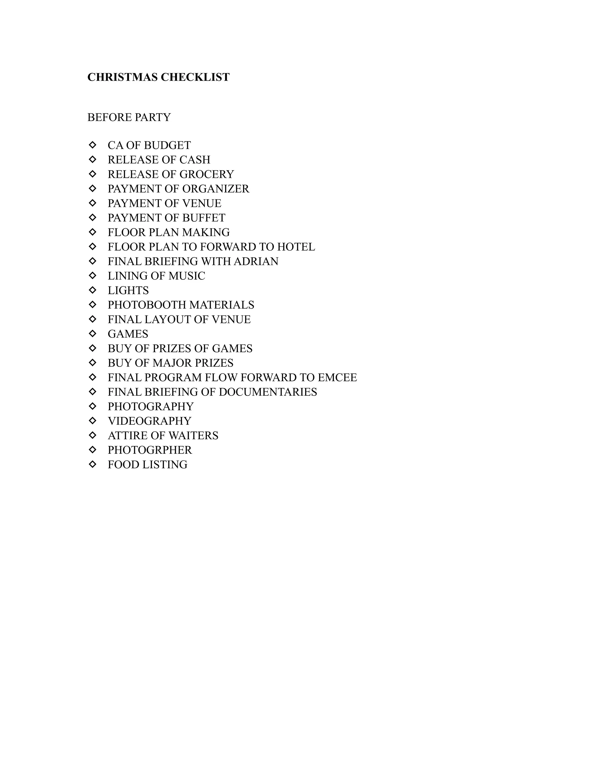 Christmas Checklist PDF