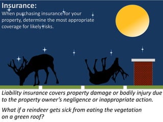Insurance:
When purchasing insurance for your
property, determine the most appropriate
coverage for likely risks.

Liabili...
