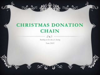 CHRISTMAS DONATION
      CHAIN
      Building on the idea of sharing
              Team 25691
 
