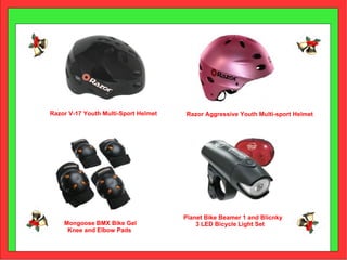 Razor Aggressive Youth Multi-sport Helmet Mongoose BMX Bike Gel  Knee and Elbow Pads Razor V-17 Youth Multi-Sport Helmet Planet Bike Beamer 1 and Blicnky 3 LED Bicycle Light Set 