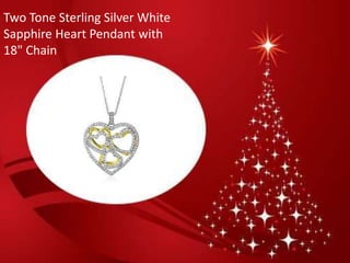 Two Tone Sterling Silver White
Sapphire Heart Pendant with
18" Chain
 