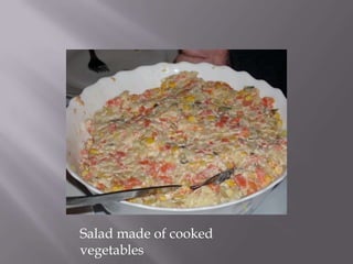 Salad made of cooked vegetables