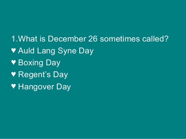 Boxing Day Zoom Quiz / Traditionally, 26 december was the day to open