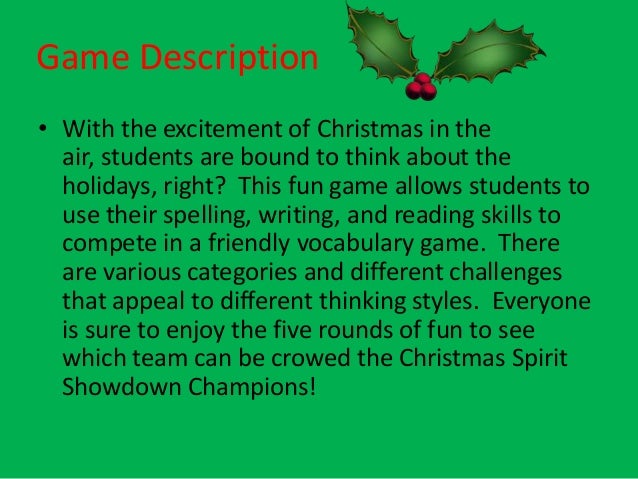 Christmas spirit vocabulary showdown