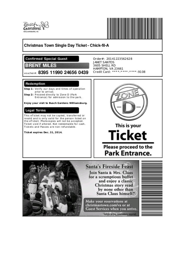 christmas town busch gardens christmas town single day ticket chick fil a brent miles voucher - Christmas Town Busch Gardens Tickets christmas town busch gardens christmas town single day ticket chick fil a brent miles voucher - Christmas Town Busch Gardens Tickets