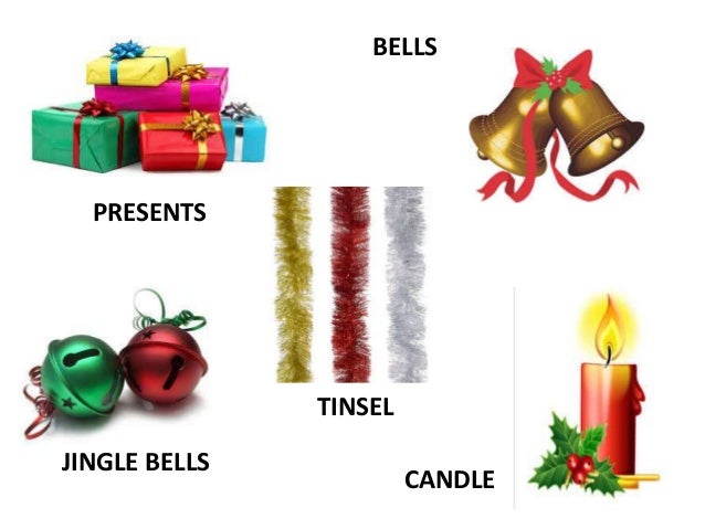 Christmas Vocabulary BELLS PRESENTS TINSEL JINGLE BELLS CANDLE ... - Christmas Vocabulary