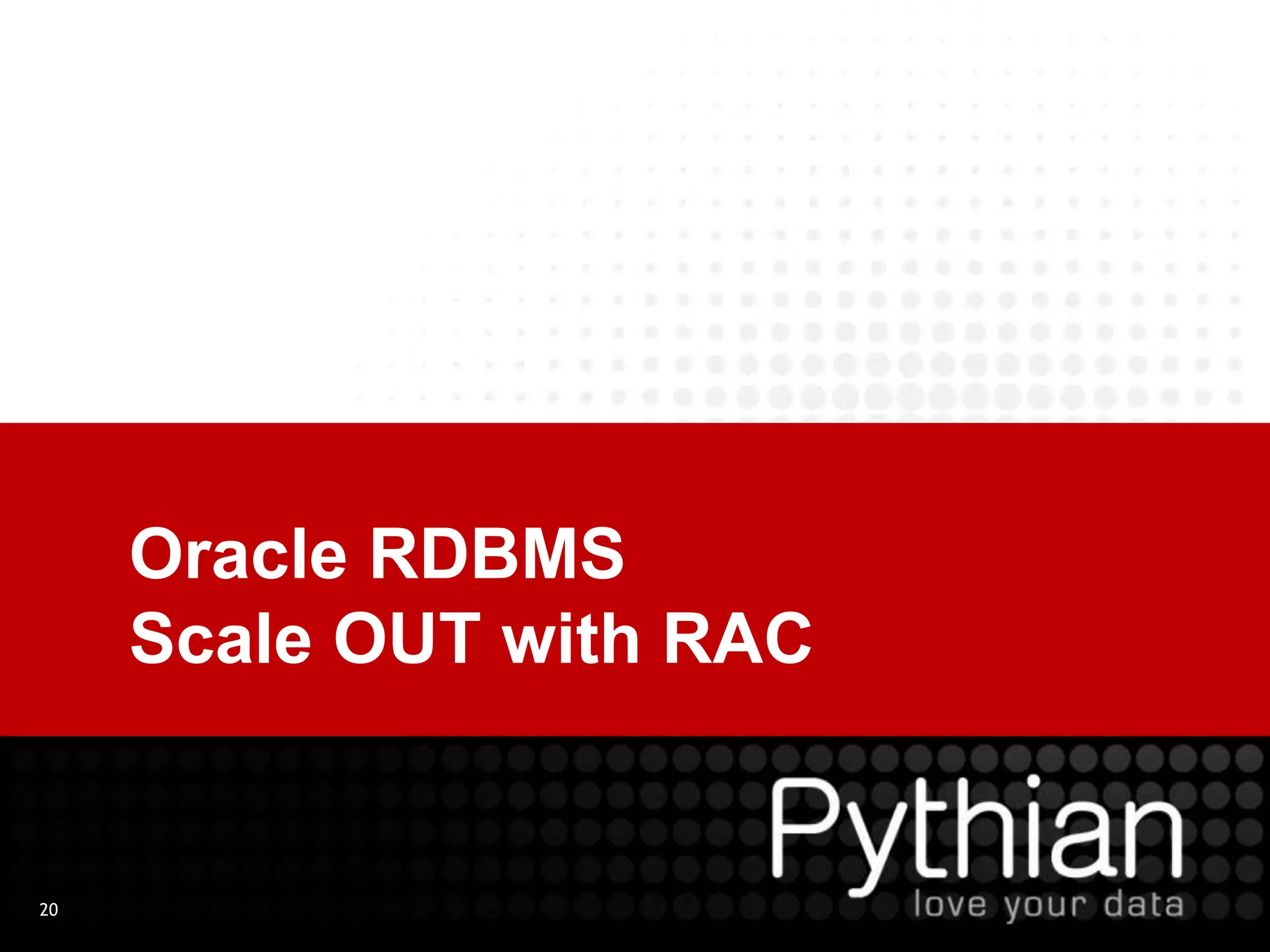 20
Oracle RDBMS
Scale OUT with RAC
 