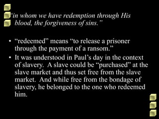 Redemption Ransom Christology 3 (Exposition of Colossians 1 and 2) | PDF