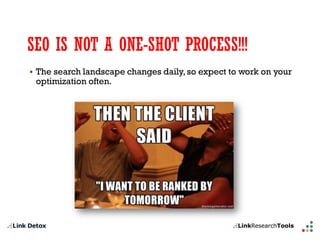 SEO IS NOT A ONE-SHOT PROCESS!!! 
The search landscape changes daily, so expect to work on your optimization often.  
