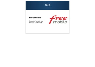 2012



Free Mobile
Retour de Microsoft avec
Windows 8 et Phone 8




                                  20
 