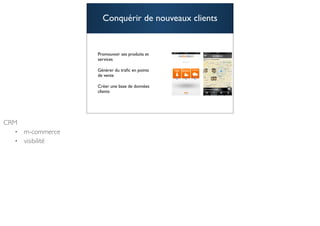 Conquérir de nouveaux clients


Promouvoir ses produits et
services

Générer du traﬁc en points
de vente

Créer une base de données
clients



                                  48
 