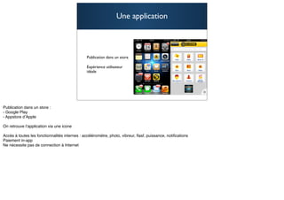 Une application



Publication dans un store

Expérience utilisateur
idéale




                                    64
 