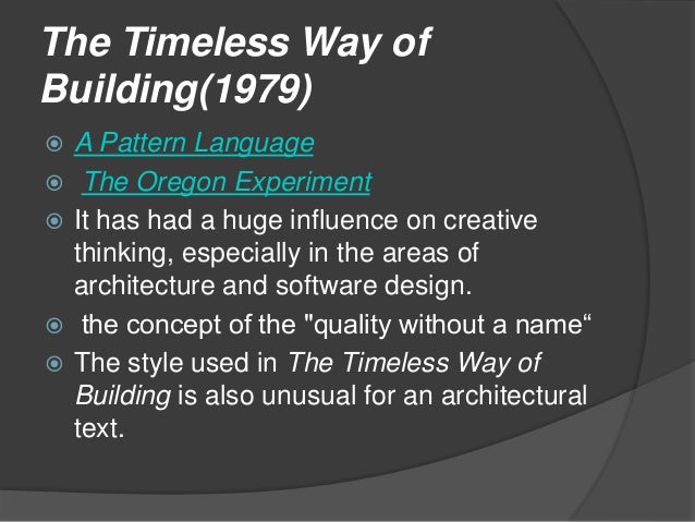christopher alexander timeless way of building pdf