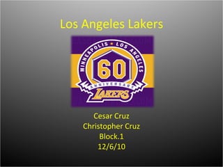 Los Angeles Lakers Cesar Cruz Christopher Cruz Block.1 12/6/10 