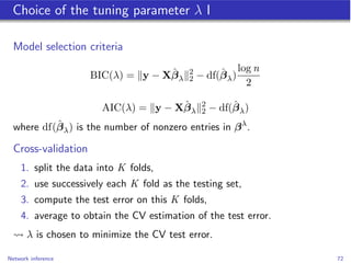 Choice of the tuning parameter                   I

  Model selection criteria
                                           ...