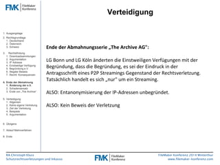 FMK2014: Schutzrechtsverletzungen und Inkasso by Christoph Kluss Slide 14
