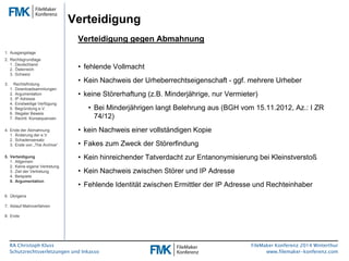 FMK2014: Schutzrechtsverletzungen und Inkasso by Christoph Kluss Slide 34