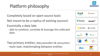 Platform philosophy
Completely based on open-source tools
Not meant to be a replica of existing sources!
Essentially a dat...