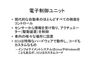  
• 
	
  
• 
	
  
•  	
  
•  ECU
	
  
–  Linux Windows
ECU 	
  
 