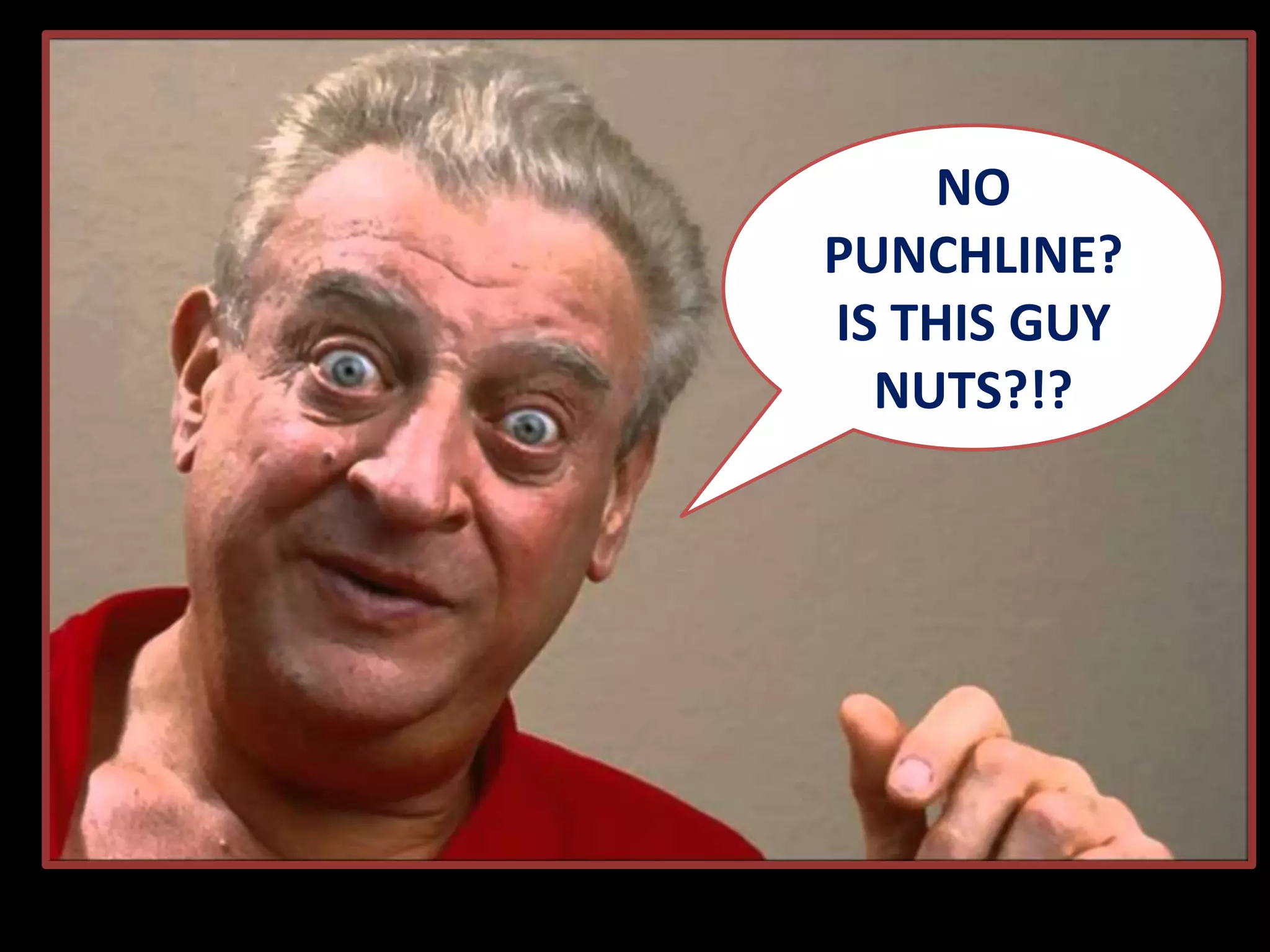 NO
PUNCHLINE?
IS THIS GUY
NUTS?!?