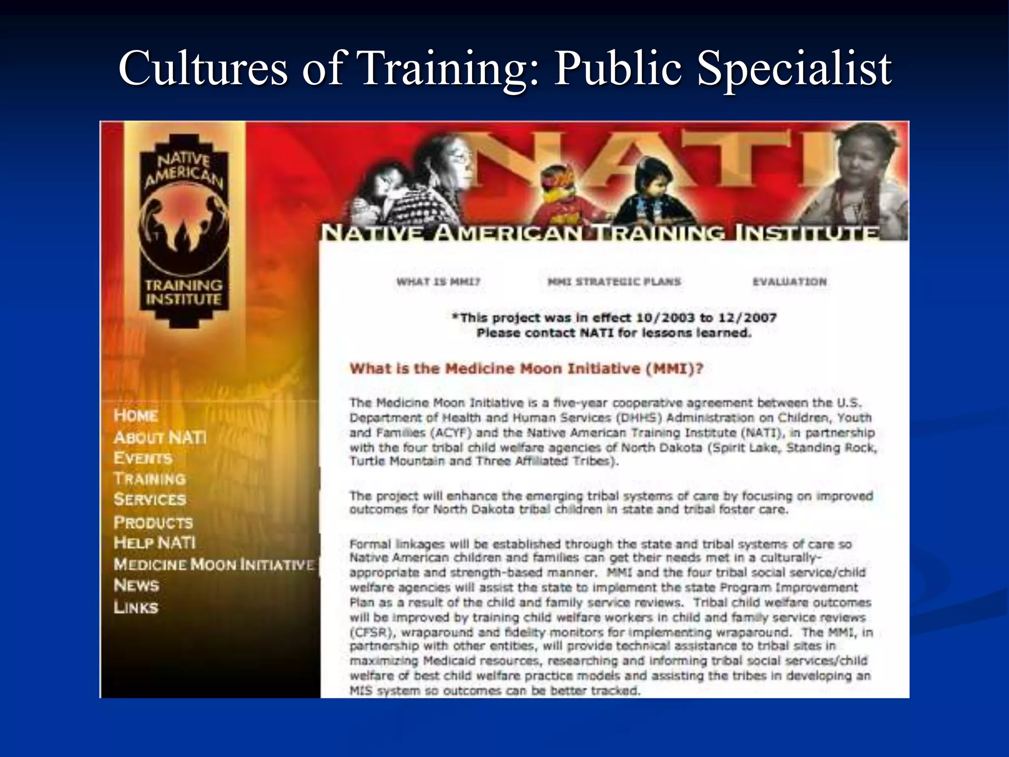 Cultures of Training: Public Specialist
 