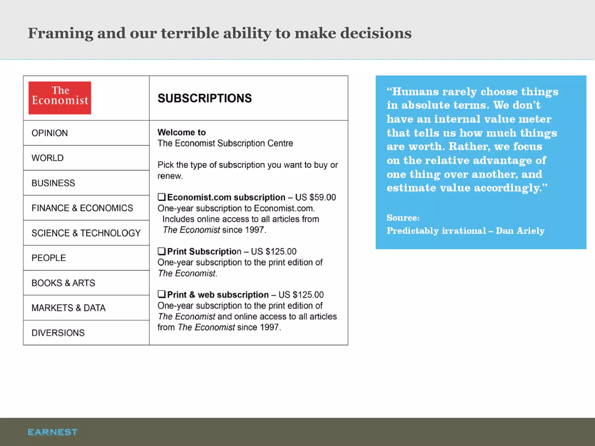 Framing and our terrible ability to make decisions  