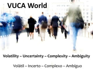 Volatility – Uncertainty – Complexity – Ambiguity
VUCA World
Volátil – Incerto – Complexo – Ambíguo
 