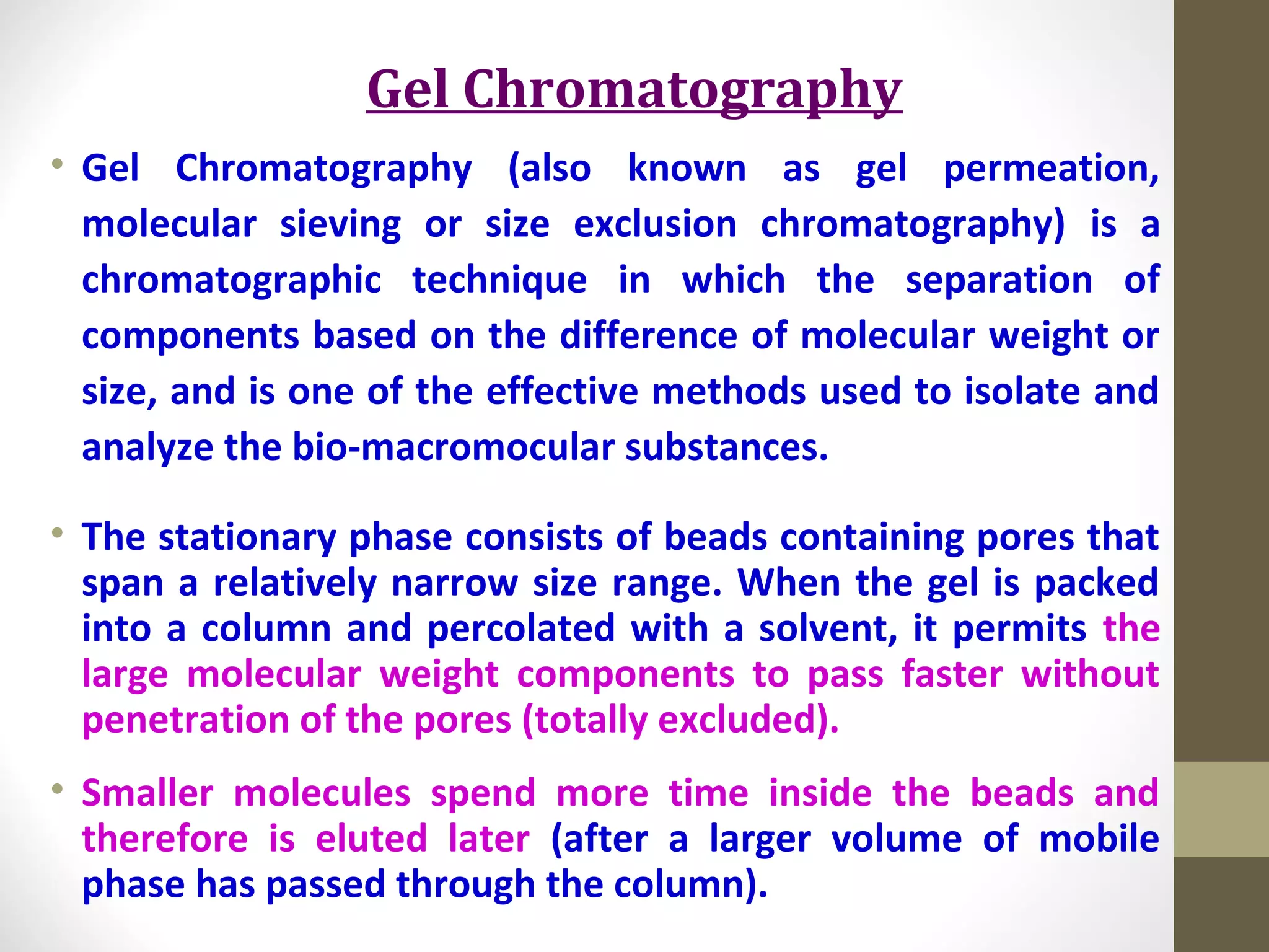 Chromatographic Methods of Analysis ( Gel Chromatography Method ) | PPT