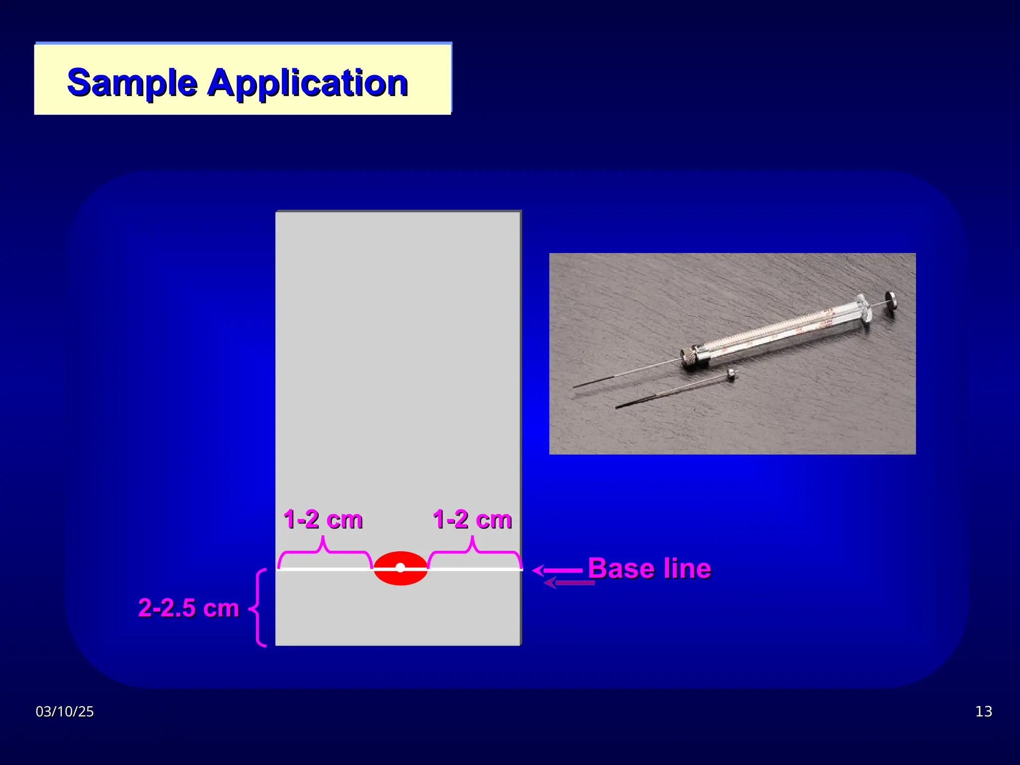 03/10/25
03/10/25 13
13
Sample Application
Sample Application
1-2 cm
1-2 cm 1-2 cm
1-2 cm
2-2.5 cm
2-2.5 cm
 Base line
Base line
 