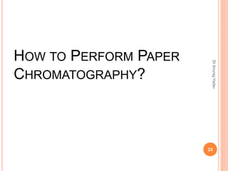 HOW TO PERFORM PAPER
CHROMATOGRAPHY?
25
DrAnuragYadav
 