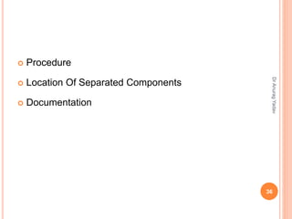  Procedure
 Location Of Separated Components
 Documentation
36
DrAnuragYadav
 