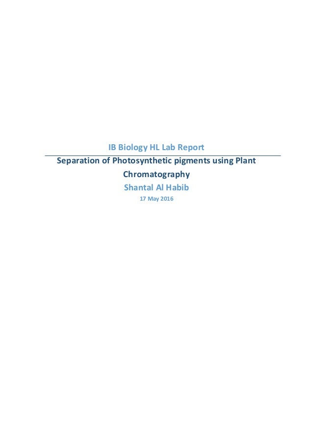 Chromatography lab report biology