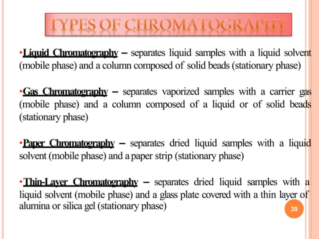 CHROMATOGRAPHY ppt use and its application | PPT