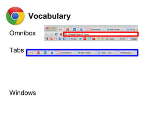Vocabulary
Omnibox
Tabs
Windows
 