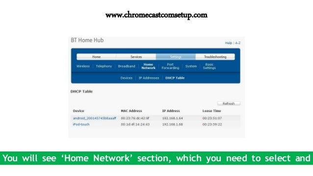 bt home hub chromecast