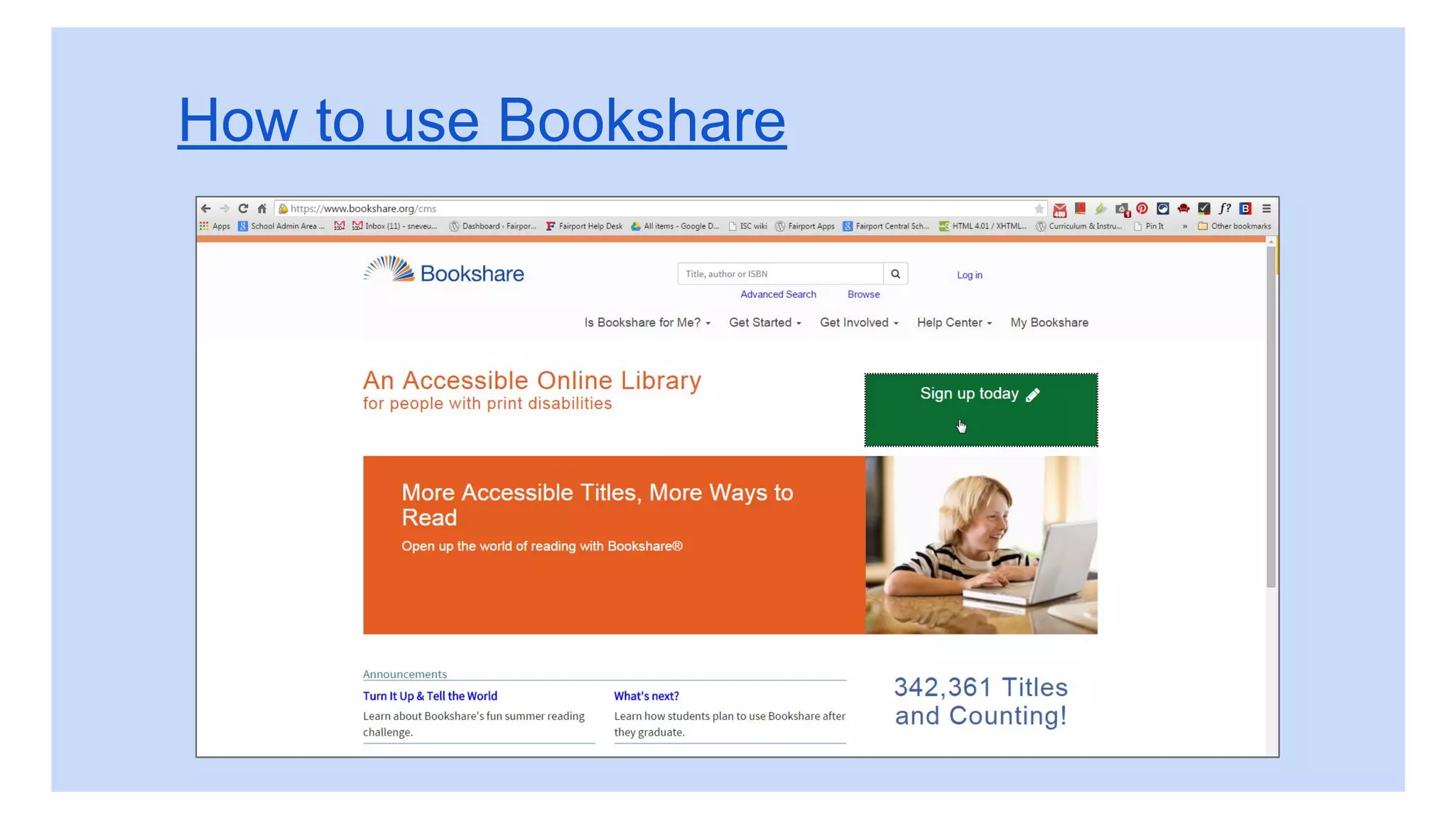 How to use Bookshare
 