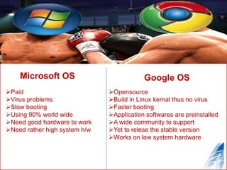 Its based on Google's Chrome Web Browser and Linux Kernel.