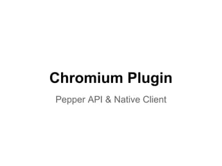 Chromium Plugin 
Pepper API & Native Client 
 
