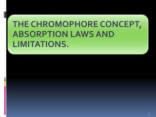 THE CHROMOPHORE CONCEPT,
ABSORPTION LAWS AND
LIMITATIONS.
1
 