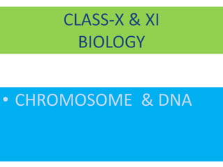 CLASS-X & XI
BIOLOGY
• CHROMOSOME & DNA
 